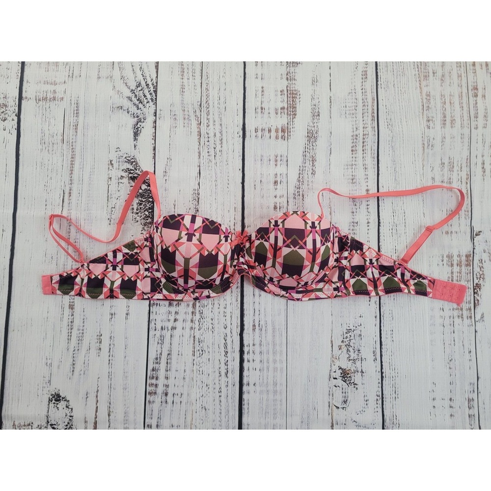Always A Flirt Geo Print Padded Strapless Convertible Bra Size 36D